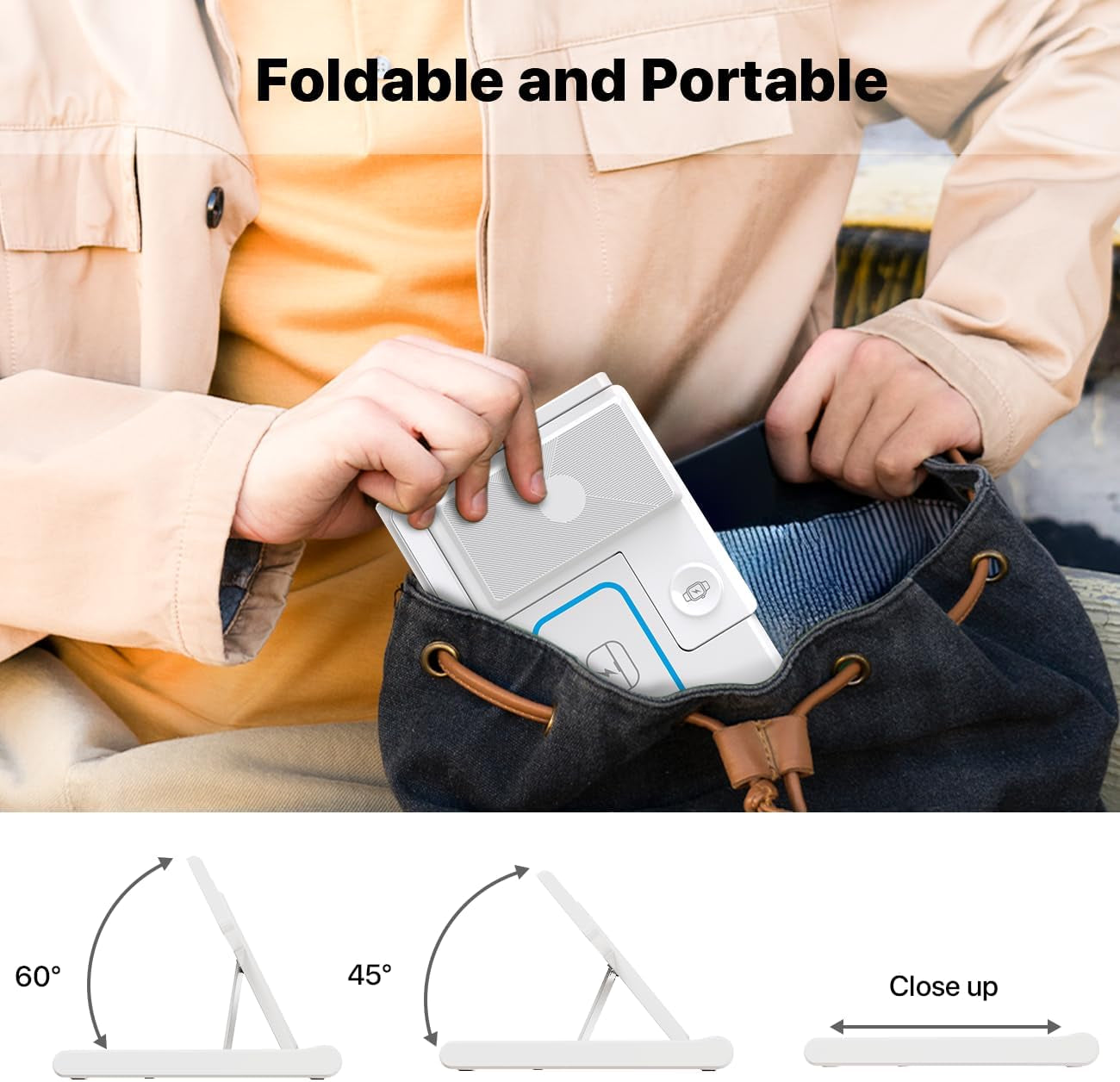 3 in 1 Fast Charging Station, Folding Travel Wireless Charger Stand for Iphone 15,14,13,12,11/Pro/Max/Plus,X,Xr,Xs/Max,Se,8/Plus,Apple Watch 1-8,Airpods 3/2/Pro(No Adaptor,White)